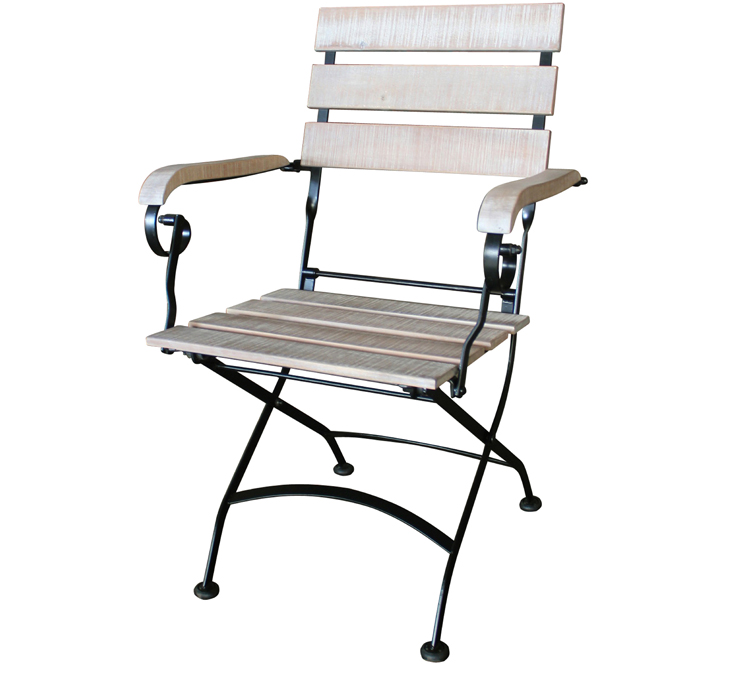 Metal Frame & Washed Folding Armchair